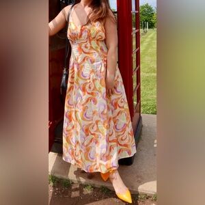 ASOS swirl strappy open-back dress